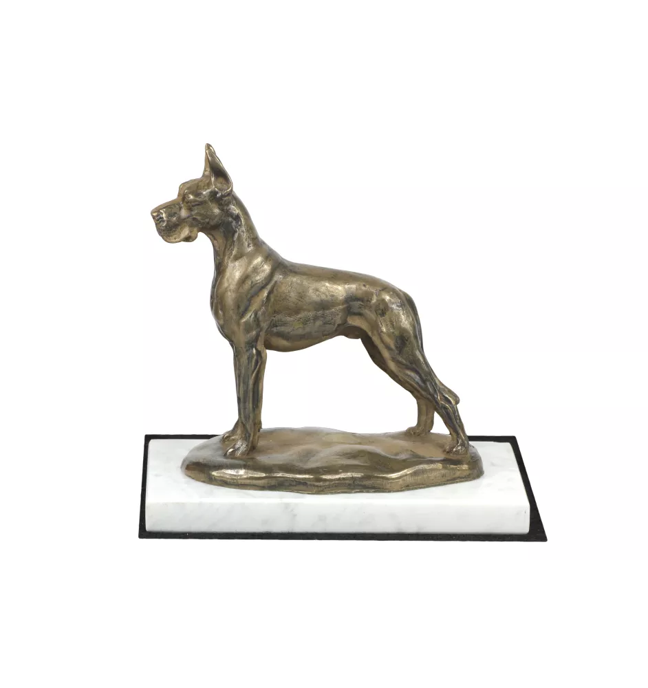 Great Dane I - dog figurine, statue on white marble, trophy for Art-Dog dog show exhibition
