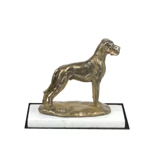 Great Dane II - dog figurine, statue on white marble, trophy for Art-Dog dog show exhibition