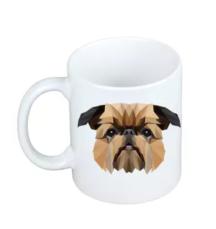 Griffon bruxellois - tasse avec une photo et un motif de chien géométrique Art-Dog