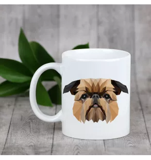 Griffon bruxellois - tasse avec une photo et un motif de chien géométrique Art-Dog