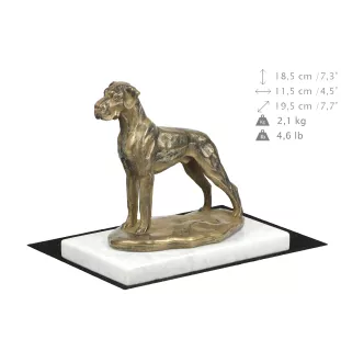 Great Dane II - dog figurine, statue on white marble, trophy for Art-Dog dog show exhibition