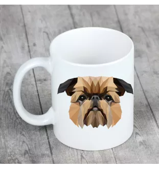 Griffon bruxellois - tasse avec une photo et un motif de chien géométrique Art-Dog