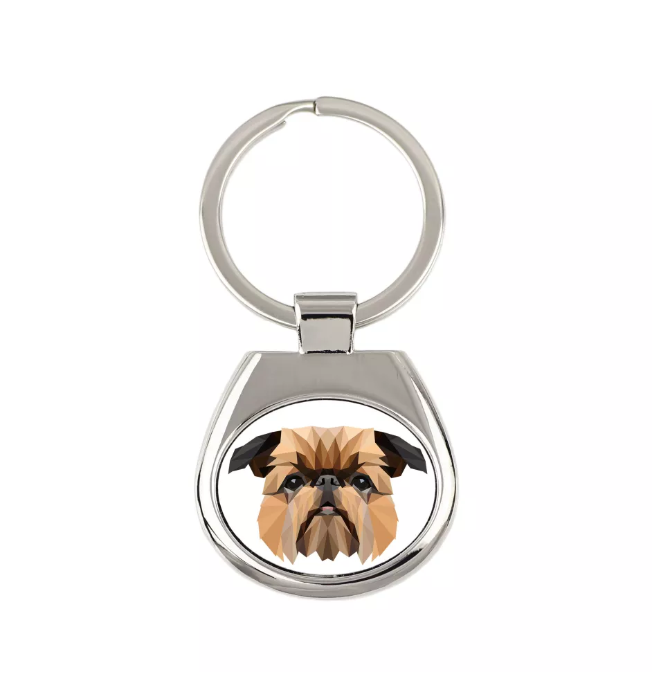 Griffon bruxellois - porte-clés géométrique avec photo et inscription Art-Dog