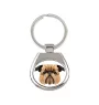 Brüsseler Griffon, Griffon Bruxellois - geometrischer Schlüsselanhänger mit Foto und Aufschrift Art-Dog