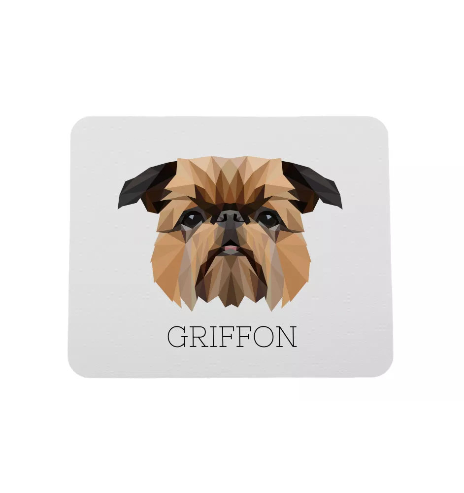 Griffon bruxellois - tapis de souris géométrique avec photo et inscription Art-Dog