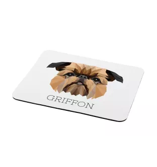 Griffon bruxellois - tapis de souris géométrique avec photo et inscription Art-Dog