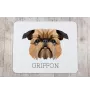 Brüsseler Griffon, Griffon Bruxellois - geometrisches Mauspad mit Bild und Aufschrift von Art-Dog