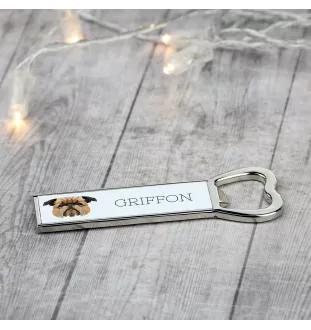 Brüsseler Griffon, Griffon Bruxellois - Flaschenöffner mit Bild und Aufschrift für Bier von Art-Dog