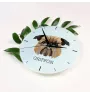 Brüsseler Griffon, Griffon Bruxellois - geometrische Wanduhr mit Bild und Aufschrift der Marke Art-Dog