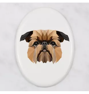 Griffon bruxellois - une plaque avec une photo et un motif géométrique de la marque Art-Dog