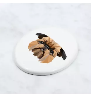Brüsseler Griffon, Griffon Bruxellois - Fliese mit geometrischem Bild und Schriftzug der Marke Art-Dog
