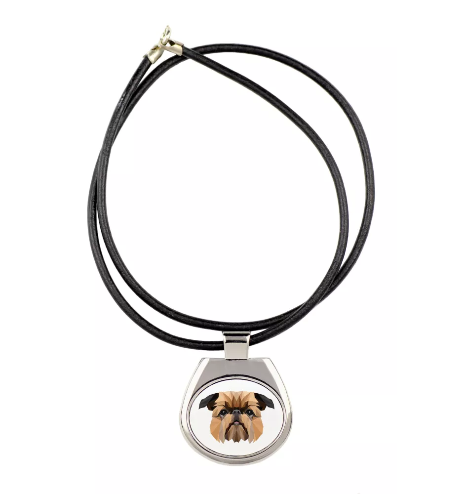 Griffon Bruxellois, Brussels Griffon - necklace with a geometric design and the inscription "Art-Dog"