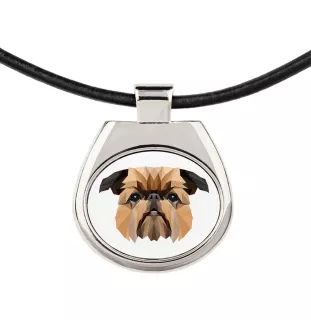 Griffon Bruxellois, Brussels Griffon - necklace with a geometric design and the inscription "Art-Dog"