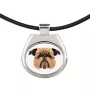 Brüsseler Griffon, Griffon Bruxellois - Halskette mit einem Foto und einem geometrischen Schriftzug der Marke Art-Dog