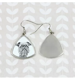 Griffon bruxellois - boucles d'oreilles avec chien, boucles d'oreilles pendantes avec photo, bijoux personnalisés avec impression de la marque Art-Dog