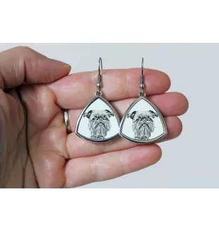 Griffon bruxellois - boucles d'oreilles avec chien, boucles d'oreilles pendantes avec photo, bijoux personnalisés avec impression de la marque Art-Dog