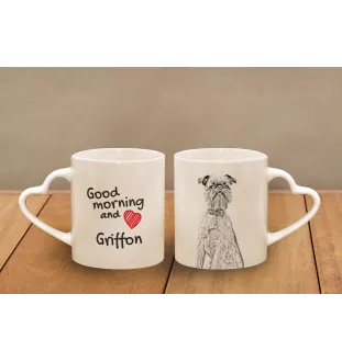 Brüsseler Griffon, Griffon Bruxellois - Tasse mit Hund, entzückende Tasse mit herzförmigem Henkel, universelles Geschenk der Marke Art-Dog