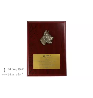 Deutsche Dogge, Ulmer Dogge, Große Dogge - Flachrelief eines Hundes, kleiner Dekor, realistische Plakette mit Hund von der Marke Art-Dog