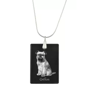 Griffon Bruxellois, Brussels Griffon - Crystal pendant with dog, silver necklace with photo, personalised pendant by Art-Dog brand