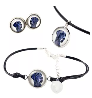 Dogue allemand, Grand danois - ensemble de bijoux dans une boîte, collier, boucles d'oreilles, bracelet, produits de la marque Art-Dog
