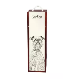 Griffon Bruxellois, Brussels Griffon - wine box with a dog, alcohol box with graphics, personalized gift box from the Art-Dog brand