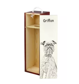 Griffon Bruxellois, Brussels Griffon - wine box with a dog, alcohol box with graphics, personalized gift box from the Art-Dog brand