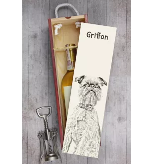 Griffon Bruxellois, Brussels Griffon - wine box with a dog, alcohol box with graphics, personalized gift box from the Art-Dog brand