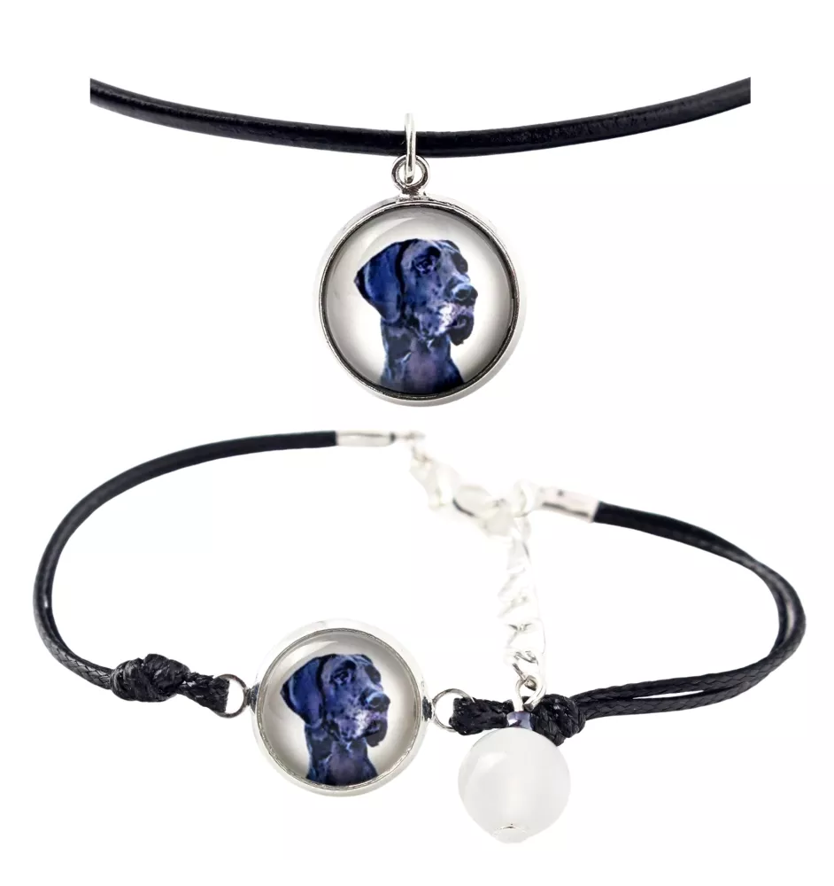 Deutsche Dogge, Ulmer Dogge, Große Dogge - Schmuckset mit Ihrem Foto, handgefertigtes Set, Armband und Halskette von Art.-Dog.