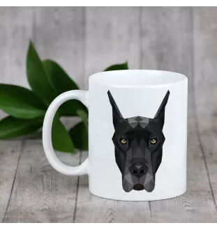 Deutsche Dogge, Ulmer Dogge, Große Dogge - Becher mit einem Bild und dem Schriftzug geometrischer Hund Art-Dog