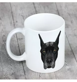 Deutsche Dogge, Ulmer Dogge, Große Dogge - Becher mit einem Bild und dem Schriftzug geometrischer Hund Art-Dog