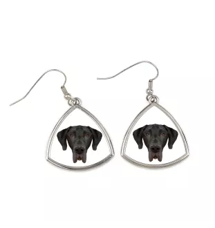 Deutsche Dogge, Ulmer Dogge, Große Dogge I - Ohrringe mit einem Bild und dem Schriftzug "Geometrischer Hund" von Art-Dog