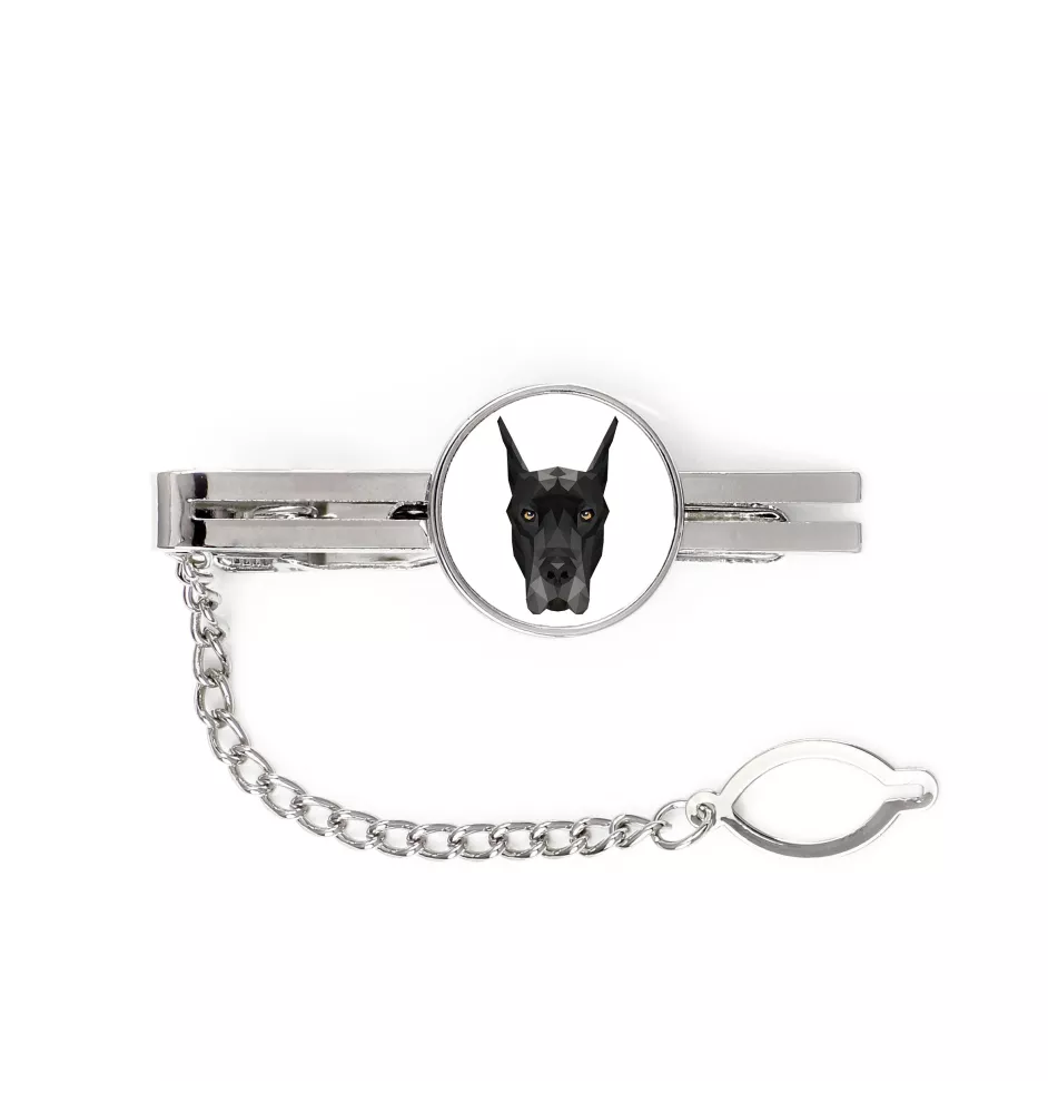 Great Dane - geometric tie clip with a picture and inscription from Art-Dog