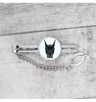 Great Dane - geometric tie clip with a picture and inscription from Art-Dog