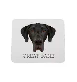 Deutsche Dogge, Ulmer Dogge, Große Dogge I - geometrisches Mauspad mit Bild und Aufschrift von Art-Dog