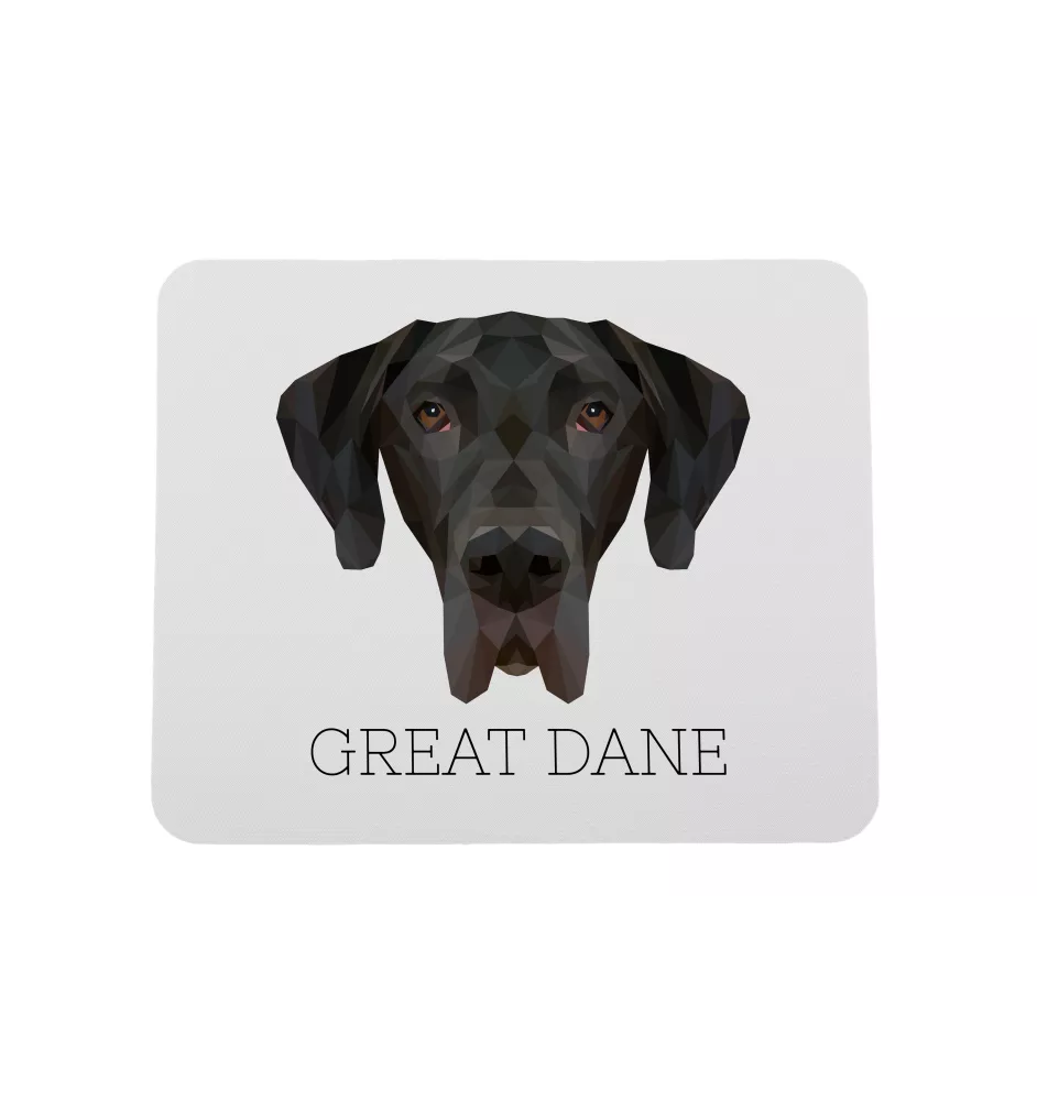 Deutsche Dogge, Ulmer Dogge, Große Dogge I - geometrisches Mauspad mit Bild und Aufschrift von Art-Dog