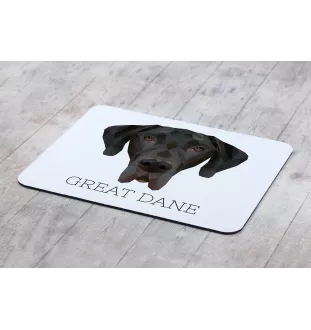 Dogue allemand, Grand danois I - tapis de souris géométrique avec photo et inscription Art-Dog