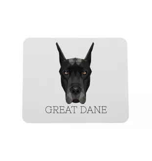 Great Dane - geometric mouse pad with a picture and text by Art-Dog