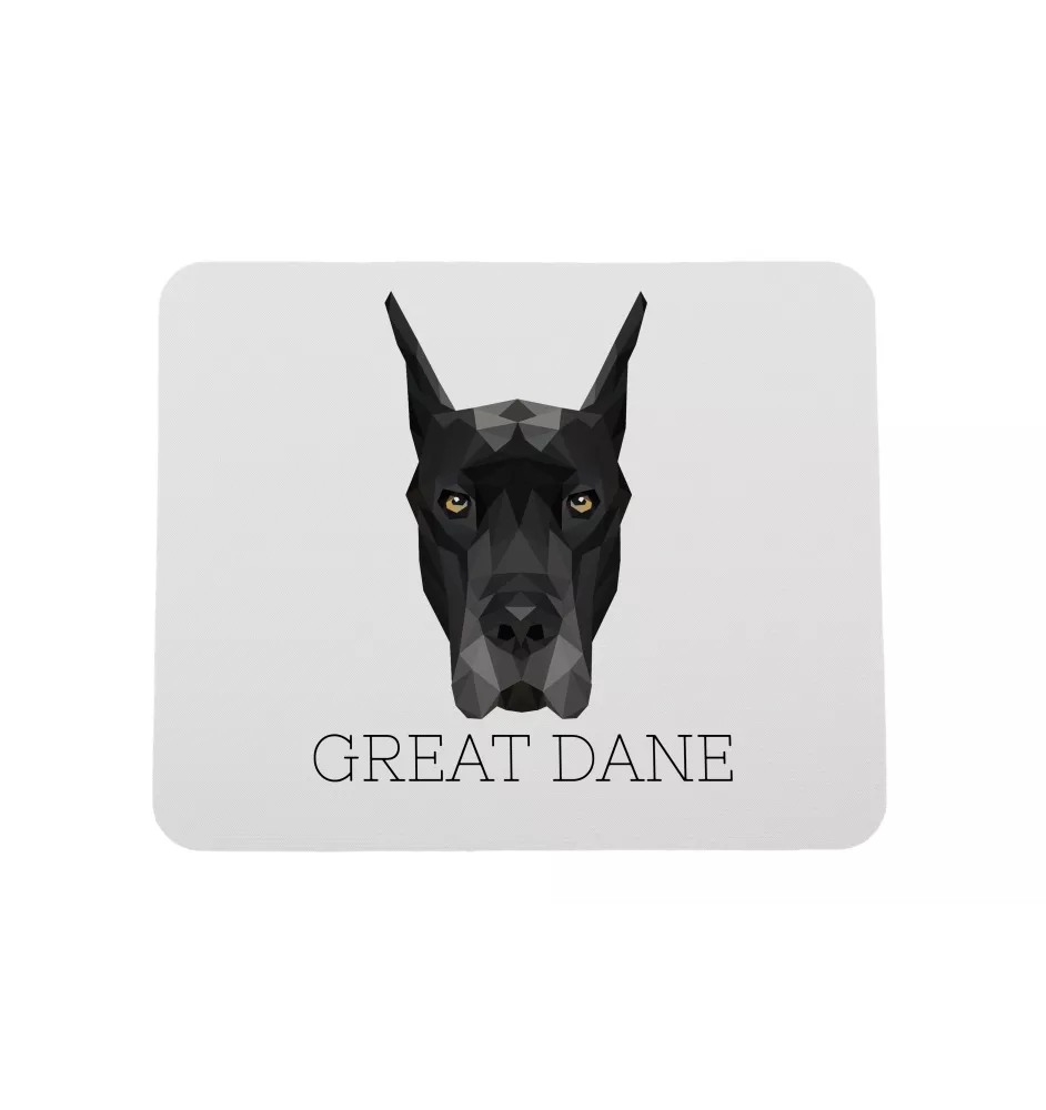 Great Dane - geometric mouse pad with a picture and text by Art-Dog