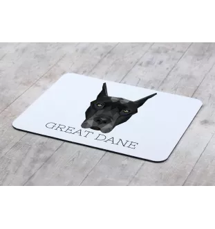 Great Dane - geometric mouse pad with a picture and text by Art-Dog