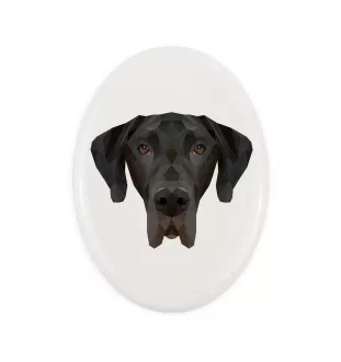 Great Dane I - a plate with a geometric design and the brand name Art-Dog