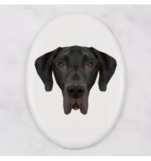Deutsche Dogge, Ulmer Dogge, Große Dogge I - Fliese mit geometrischem Bild und Schriftzug der Marke Art-Dog