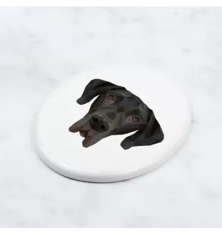 Deutsche Dogge, Ulmer Dogge, Große Dogge I - Fliese mit geometrischem Bild und Schriftzug der Marke Art-Dog