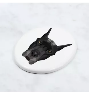 Deutsche Dogge, Ulmer Dogge, Große Dogge - Fliese mit geometrischem Bild und Schriftzug der Marke Art-Dog