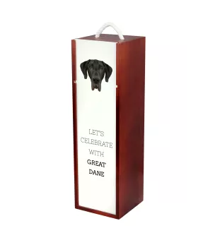 Dogue allemand, Grand danois I - une boîte géométrique avec une photo et un texte pour le vin de la marque Art-Dog