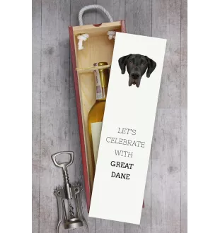 Deutsche Dogge, Ulmer Dogge, Große Dogge I - geometrische Box mit einem Bild und Schriftzug für Wein der Marke Art-Dog