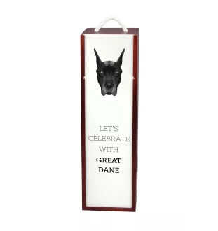 Great Dane - geometric box with a picture and inscription for wine by Art-Dog