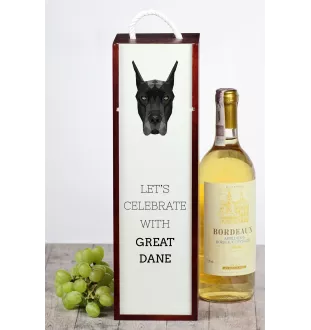 Dogue allemand, Grand danois - une boîte géométrique avec une photo et un texte pour le vin de la marque Art-Dog