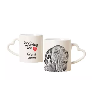 Great Dane I - cup with a dog, adorable cup with a heart-shaped handle, universal gift from the Art-Dog brand