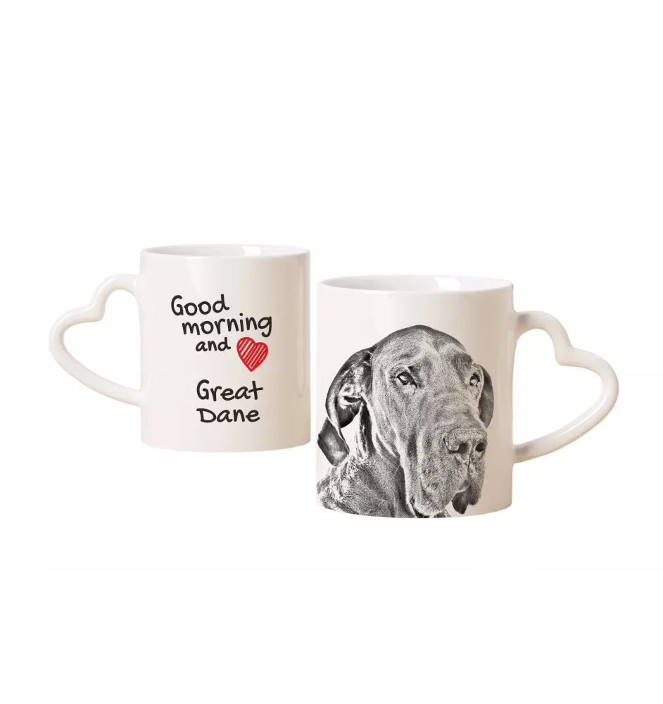 Deutsche Dogge, Ulmer Dogge, Große Dogge I - Tasse mit Hund, entzückende Tasse mit herzförmigem Henkel, universelles Geschenk der Marke Art-Dog