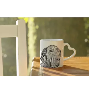 Great Dane I - cup with a dog, adorable cup with a heart-shaped handle, universal gift from the Art-Dog brand